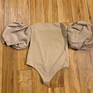 Express Body Contour Compression Off The Shoulder Puff Sleeve Bodysuit